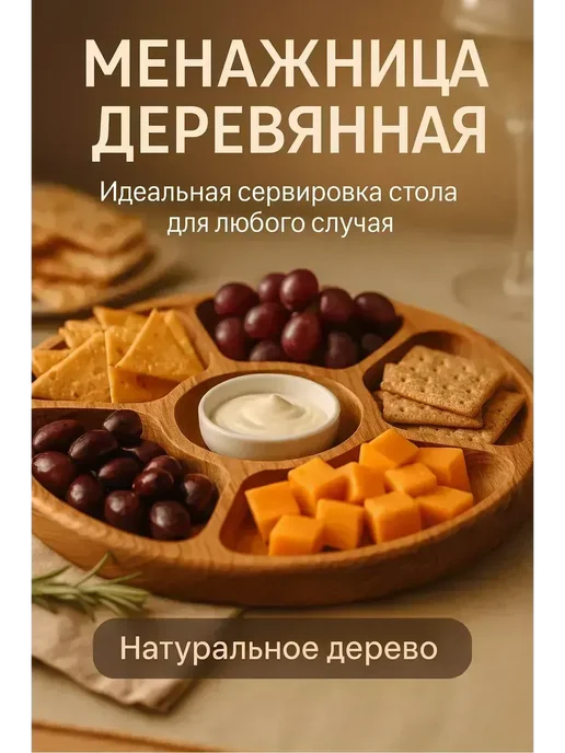 ВитАлинаДом Менажница деревянная круглая, бежевый, фото 2