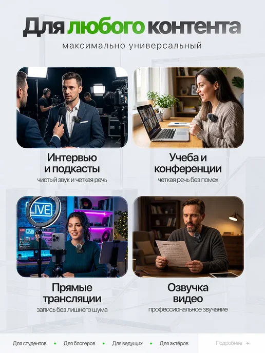 Harson Микрофон петличный беспроводной для iPhone и Android, черный, в упаковке 100 г, фото 2
