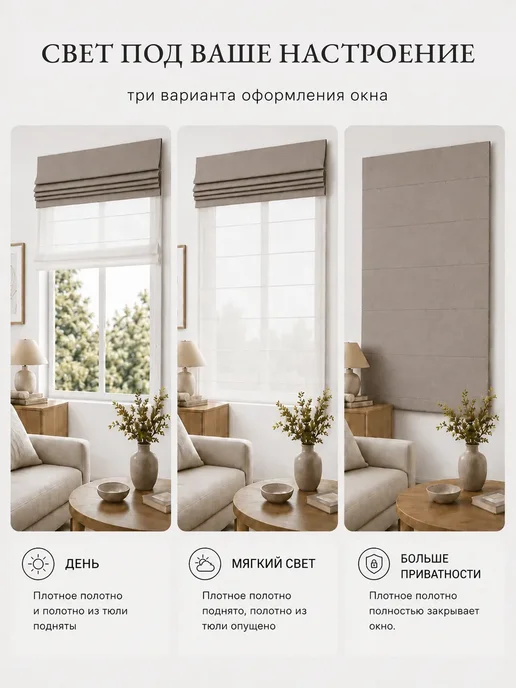 Pasionaria Полотна римской шторы день-ночь канвас 150х160 без карниза, 200x200, фото 6