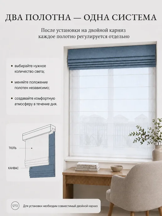 Pasionaria Полотна римской шторы день-ночь канвас 150х160 без карниза, 180x175, фото 7