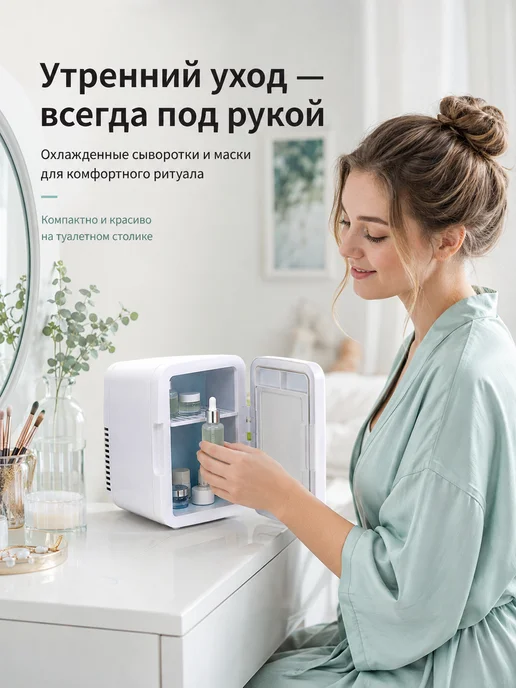 холодильник для косметики, белый, фото 7