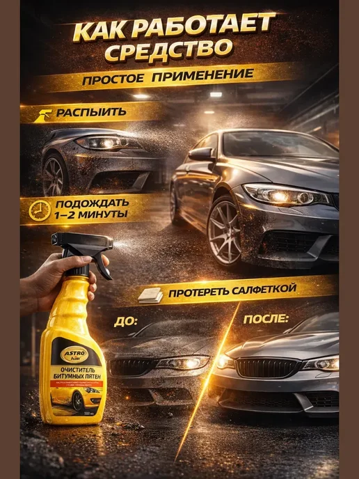 гулну Очиститель битумных пятен для ухода за автомобилем 500 мл, 500 мл, фото 3