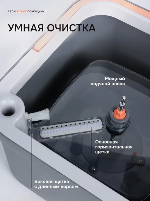 BRUNER Умная швабра с отжимом и ведром для уборки пола Akzent Grey, серый, фото 4