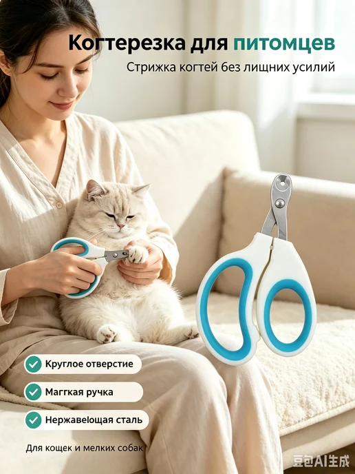 Ограничитель когтей бело-зелёный, отверстие Ø2 мм, синий