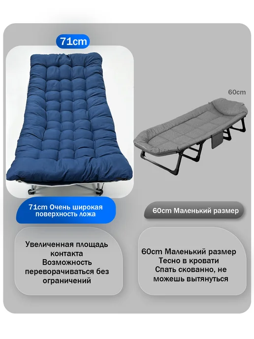 Раскладная кровать с матрасом 190*73*30см нагрузка до 150кг, 200 кг, фото 5