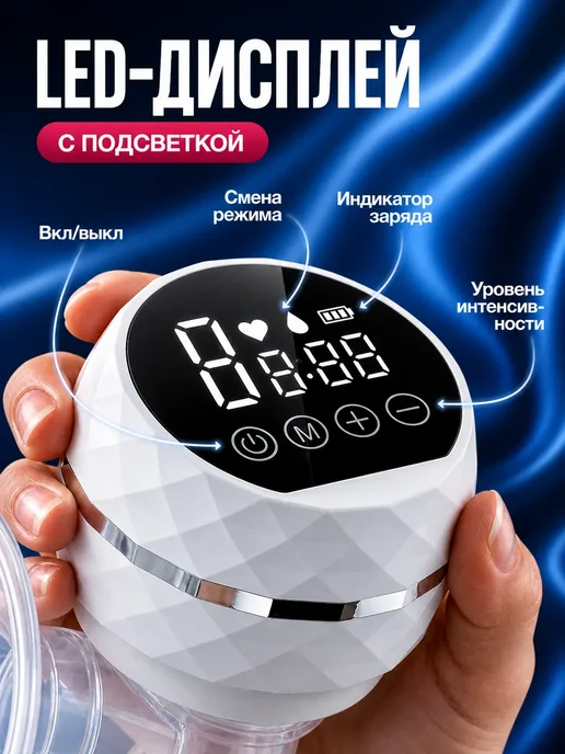 Электрический молокоотсос беспроводной, голубой, фото 4