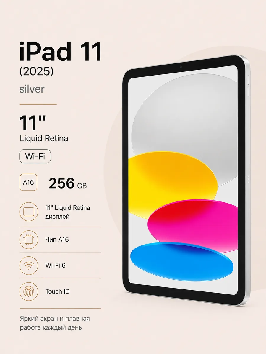 Планшет iPad 11 (2025) 256 ГБ Wi-Fi Серебристый Apple 1415792806 купить за 57 904 ₽ в интернет‑магазине Wildberries