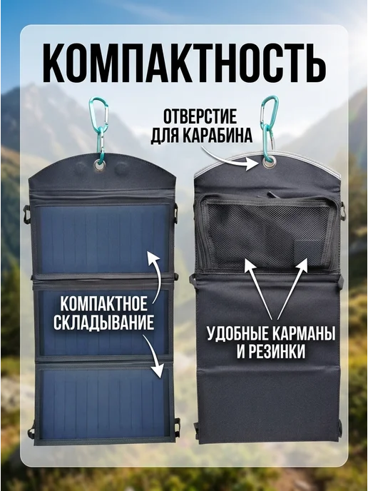 Солнечная панель портативная 18 Вт складная, 18 Вт, фото 7
