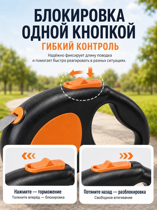 Поводок-рулетка для собак 5 м до 15 кг, круглая веревка, 5 м, 15 кг, фото 2