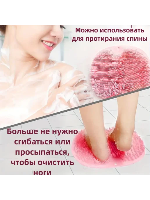 Силиконовая массажная мочалка для душа и ванны Серый, серый, фото 5