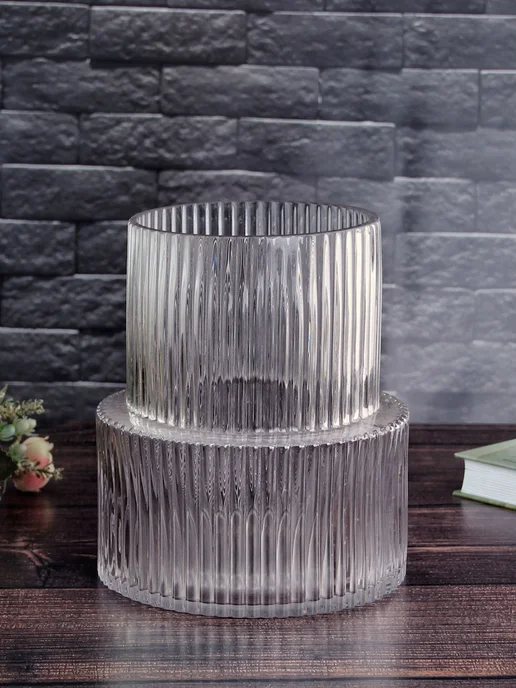 Well Home Ваза для цветов София 15х19 см рельефная стеклянная, 15x18 см, фото 2