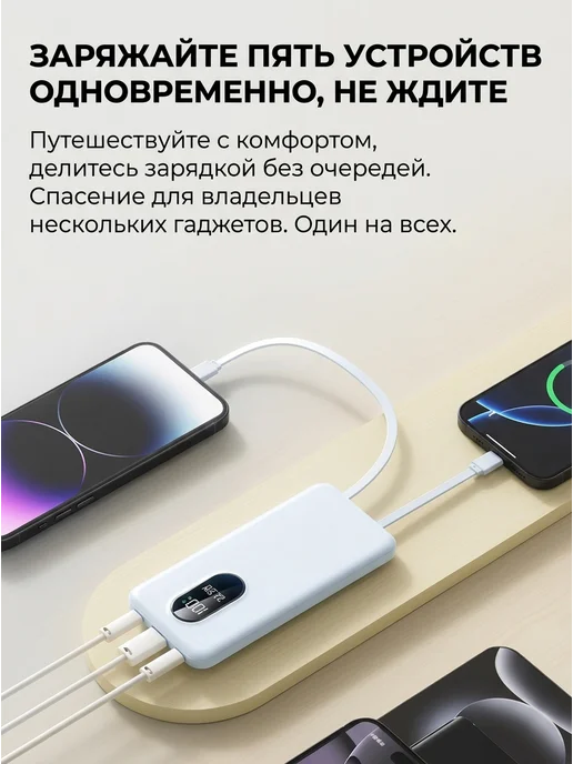 HOCO Внешнии аккумулятор 20000 мач для телефона черныи, 20000 мАч, фото 3