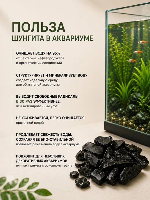 ШУНГИТ КАРЕЛИЯ Петровский шунгит для декора и аквариумов, фракция 1-3 см, вариант, фото 2