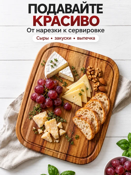 Astix Доска разделочная деревянная из акации 35 см, коричневый, фото 4