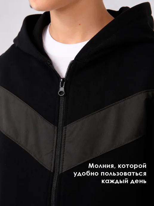 NEW B Костюм без начеса школьный на молнии, черный, фото 2