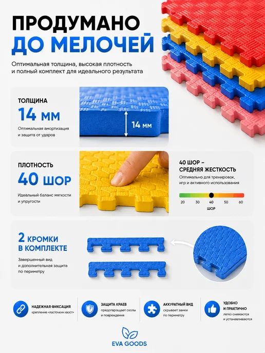 EVA GOODS Будо мат татами коврик спортивный 100х100х1см, 100x100x1 см, фото 2
