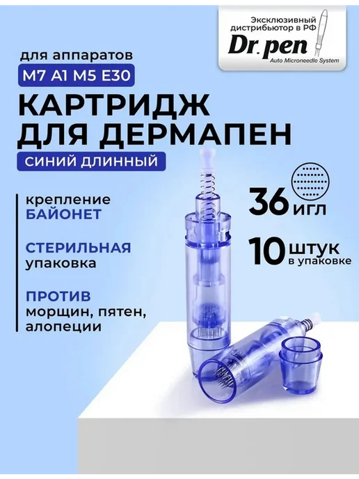 Картридж Dr.pen 36 игл синий, синий