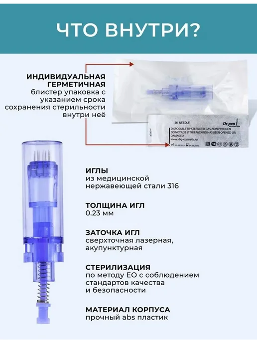 Картридж Dr.pen 36 игл синий, синий, фото 2