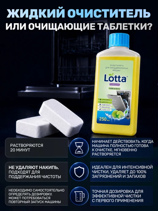 LOTTA Очиститель для посудомоечной машины 250 мл Лайм и мята, 250 мл, фото 7
