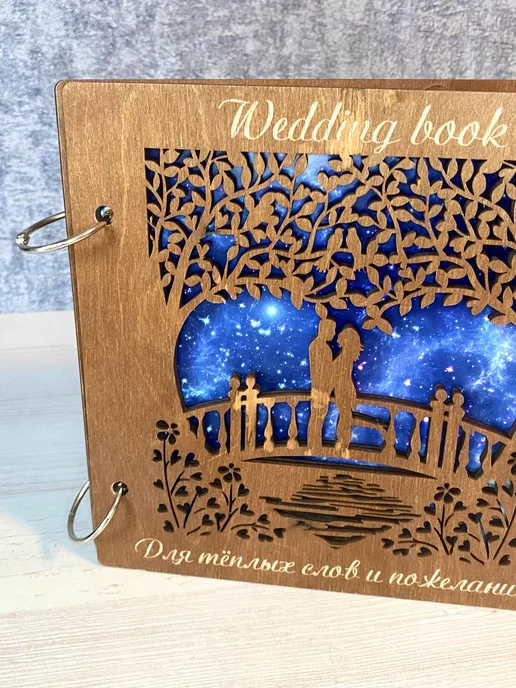 Woodlight decor Гостевая книга книга пожеланий свадебная, коричневый, фото 2
