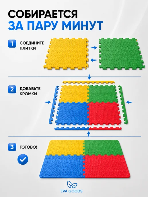 EVA GOODS Будо мат татами коврик спортивный 100х100х1см, черный, фото 8