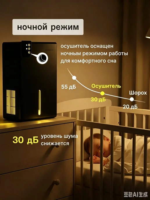 Г Бытовой двухъядерный осушитель воздуха-черный, черный, фото 7