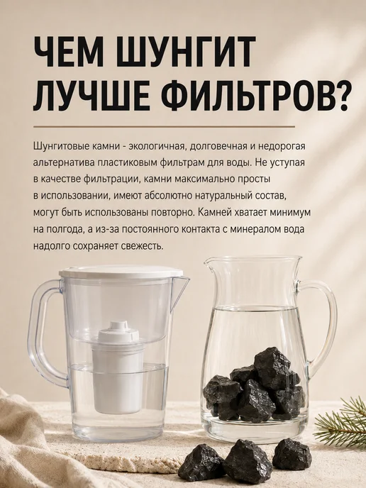 ШУНГИТ КАРЕЛИЯ Петровский шунгит для воды 75 г, фракция 1-3 см, 75 г, фото 3