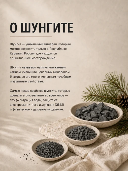 ШУНГИТ КАРЕЛИЯ Петровский шунгит для воды 75 г, фракция 1-3 см, 75 г, фото 4