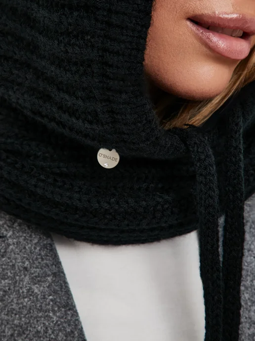 O`SHADE Collection Капор капюшон зимний вязаный, черный, фото 6