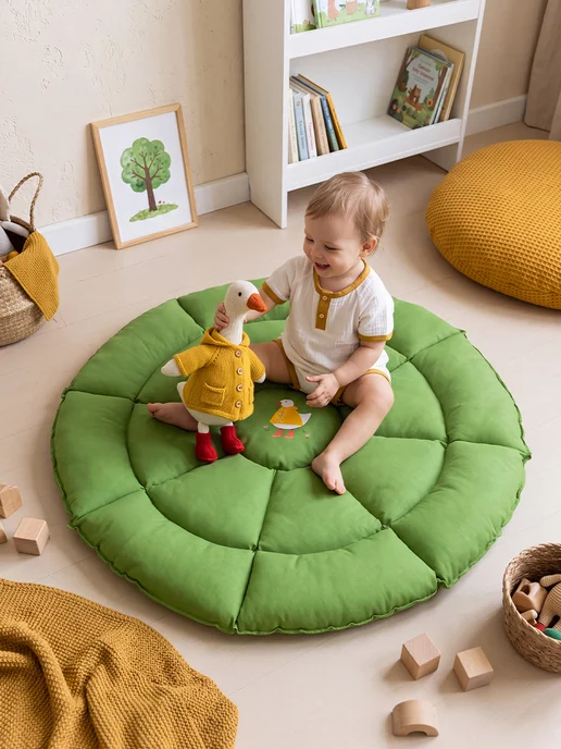 ArefevaBaby Коврик для детей круглый для палатки вигвама домика, зеленый, фото 2