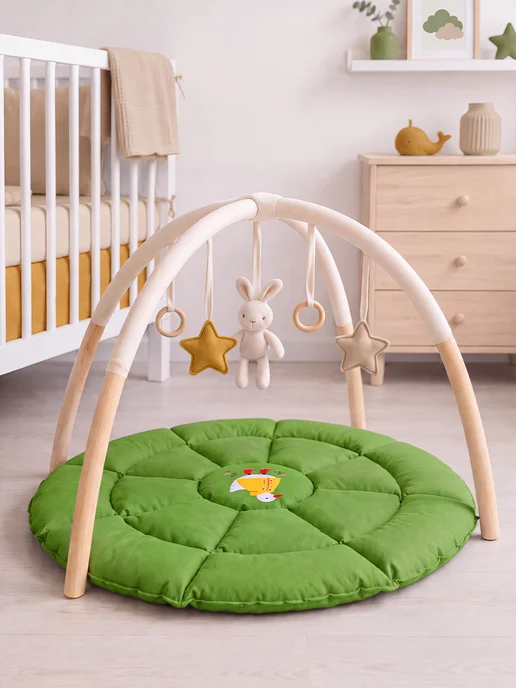 ArefevaBaby Коврик для детей круглый для палатки вигвама домика, зеленый, фото 3