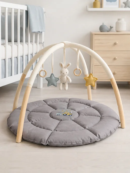 ArefevaBaby Коврик для детей круглый для палатки вигвама домика, коричневый, фото 3