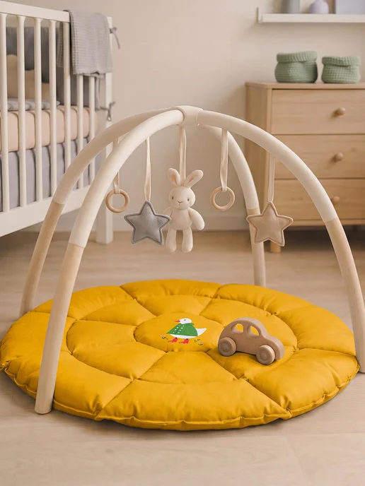 ArefevaBaby Коврик для детей круглый для палатки вигвама домика, желтый, фото 4