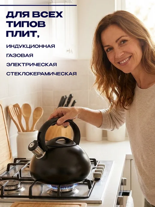 GT Чайник для плиты со свистком индукции 3 л, 3 л, фото 2