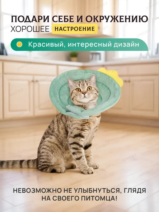 Amoxy-pets Защитный воротник для животных кошек и собак ветеринарный, зеленый, фото 7