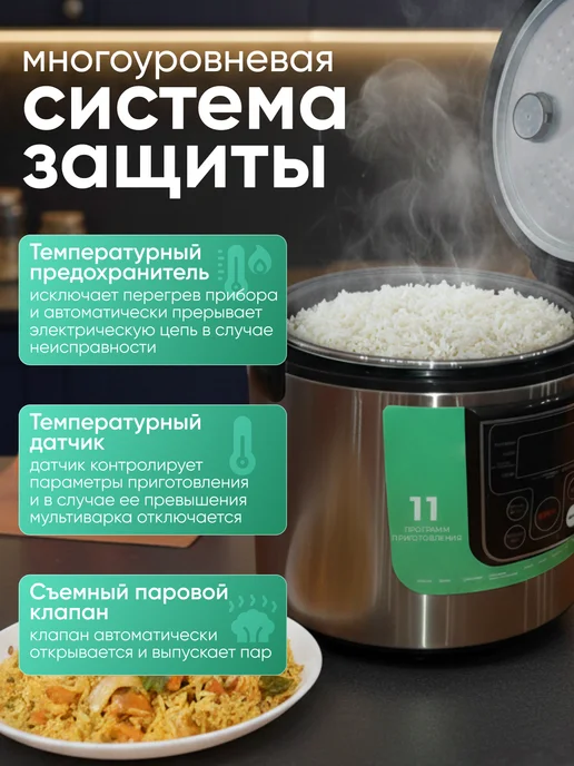 Sweet Haven Мультиварка пароварка 5 литров электрическая для дома, серый, фото 4