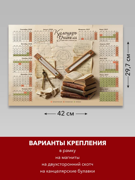 Yeskizz плакат Плакат календарь учителя 2026-2027 подарок учителю, вариант, фото 2