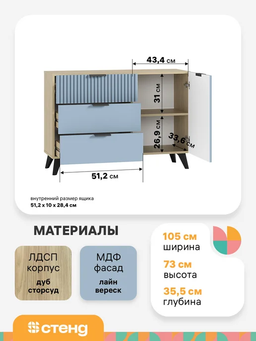 Стендмебель Комод Матео для вещей и одежды, вариант, фото 2