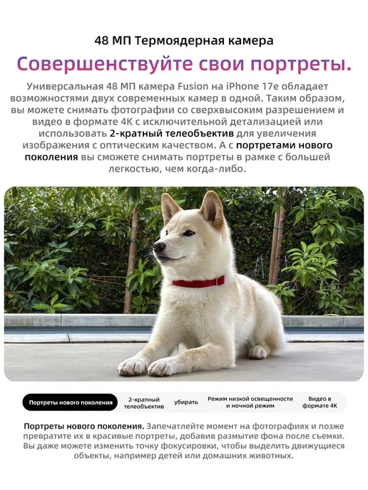 Смартфон Apple iPhone 17E 256 ГБ, белый, фото 6