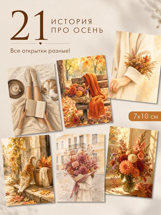 O’BOGi! Набор мини открыток осенние открытки 21 шт, 21 шт, фото 2