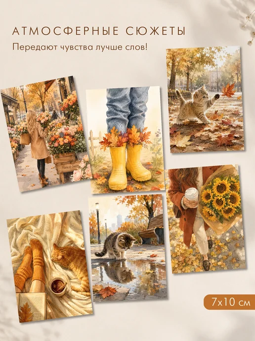 O’BOGi! Набор мини открыток осенние открытки 21 шт, 21 шт, фото 4