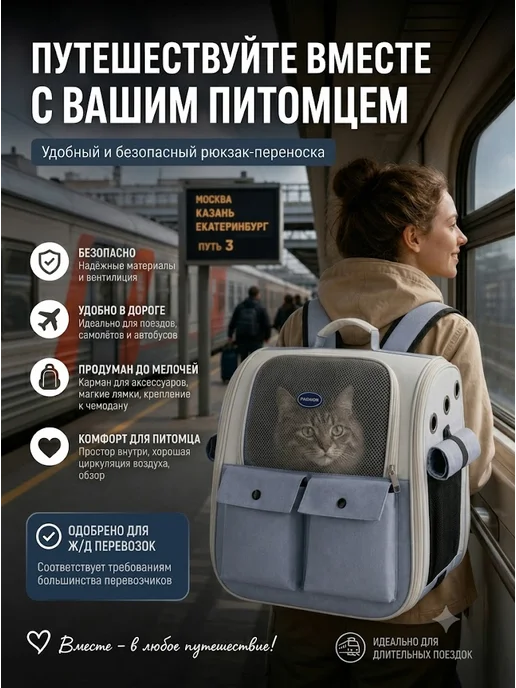 Нет бренда Переноска для кошек и собак, синий