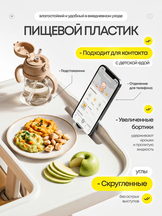 UMAMUM Стульчик для кормления ребенка складной растущий, желтый, фото 2