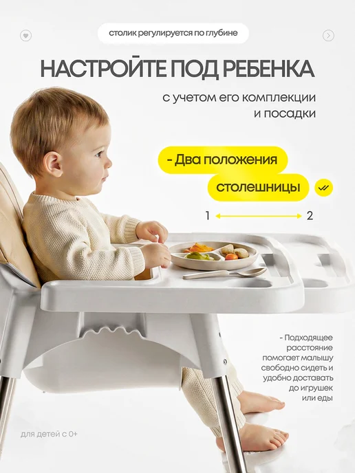 UMAMUM Стульчик для кормления ребенка складной растущий, желтый, фото 3