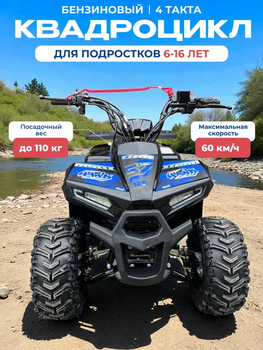 MotoHouse Детский квадроцикл бензиновый 125 кубов 4 такта красный, синий