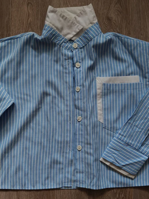 ADEMI WEAR Блузка школьная нарядная рубашка, голубой