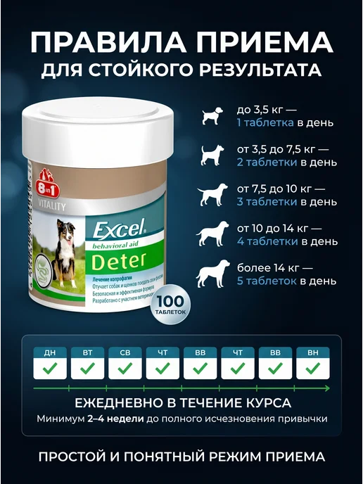 8IN1 Витамины для собак против поедания фекалий Эксель 100 шт, 100 шт, фото 6