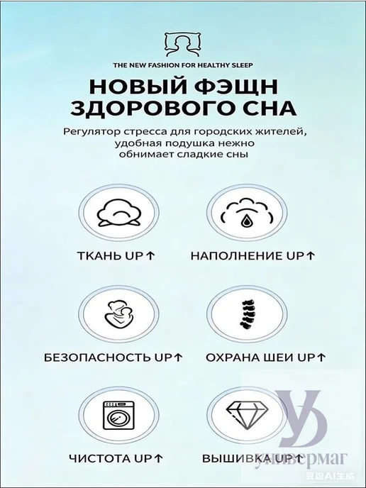 Ортопедическая подушка, для сна, размер 40x60см, высота 13х11см, Подушка ортопедическая, с эффектом памяти., 40x60 см, в упаковке 1,2 кг, фото 2