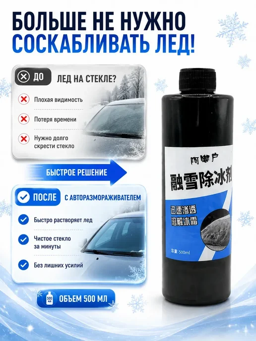 АА8 Автомобильный размораживатель льда на стеклах и зеркалах*, 500 мл, фото 6