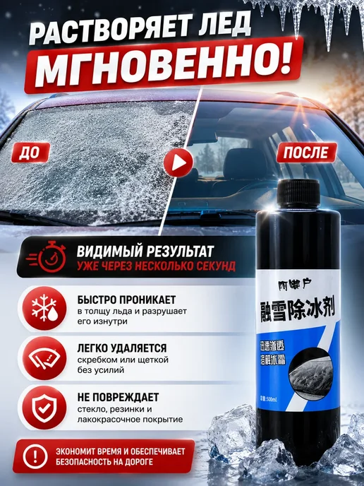 Novalin New Средство для размораживания стекол антилед для автомобиля*, 500 мл, фото 3